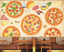Load image into Gallery viewer, Pizza Wallpaper Mural | Vintage Pizzeria Wall Decor | Italian Restaurant Wallpaper | Pizza Kitchen Peel and Stick Wallpaper 420DE