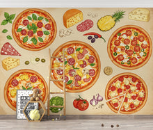 Load image into Gallery viewer, Pizza Wallpaper Mural | Vintage Pizzeria Wall Decor | Italian Restaurant Wallpaper | Pizza Kitchen Peel and Stick Wallpaper 420DE