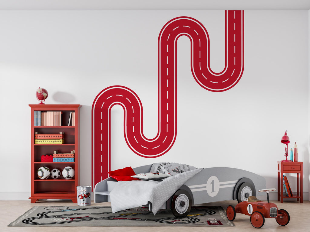 Road Wall Decal Playroom Car Track Mural Kids Room Highway Winding Boys