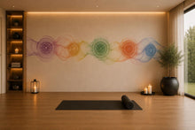 Load image into Gallery viewer, Chakra Energy Wall Decal Yoga Studio Wall Art Spiritual Meditation Vinyl Sticker Colorful Wellness Room Decor Boho Zen Mural