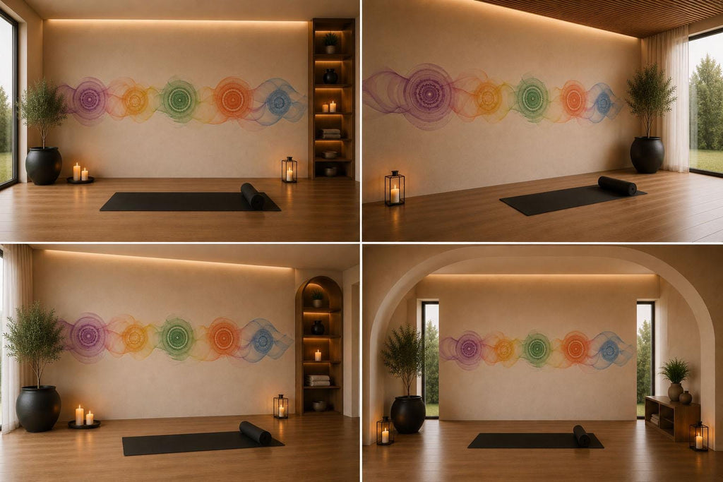 Chakra Energy Wall Decal Yoga Studio Wall Art Spiritual Meditation Vinyl Sticker Colorful Wellness Room Decor Boho Zen Mural