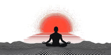Load image into Gallery viewer, Meditation Sunset Wall Decal Yoga Studio Wall Art Zen Spiritual Vinyl Sticker Wellness Room Decor Boho Meditation Mural