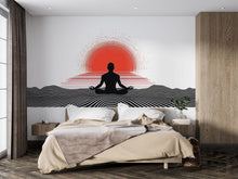 Load image into Gallery viewer, Meditation Sunset Wall Decal Yoga Studio Wall Art Zen Spiritual Vinyl Sticker Wellness Room Decor Boho Meditation Mural