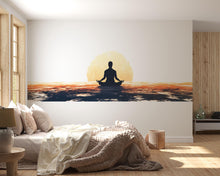 Load image into Gallery viewer, Meditation Ocean Sunset Wall Decal Yoga Studio Wall Art Zen Spiritual Vinyl Sticker Wellness Room Decor Boho Meditation Mural