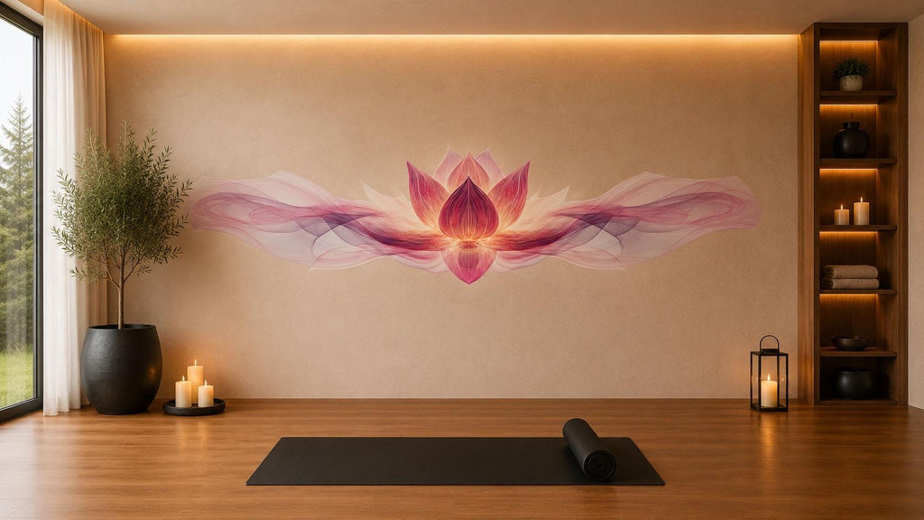 Pink Lotus Flower Wall Decal Yoga Studio Wall Art Zen Meditation Vinyl Sticker Spiritual Wellness Room Decor Boho Lotus Mural
