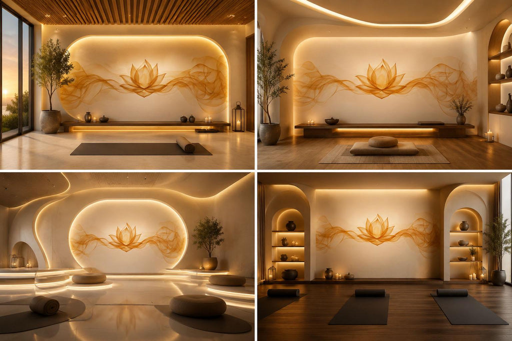 Golden Lotus Wall Decal Yoga Studio Wall Art Zen Meditation Vinyl Sticker Wellness Room Decor Spiritual Boho Lotus Mural