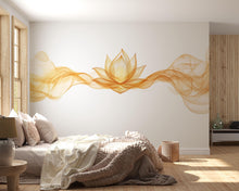 Load image into Gallery viewer, Golden Lotus Wall Decal Yoga Studio Wall Art Zen Meditation Vinyl Sticker Wellness Room Decor Spiritual Boho Lotus Mural