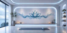 Load image into Gallery viewer, Blue Lotus Wall Decal Yoga Studio Wall Art Zen Meditation Vinyl Sticker Wellness Room Decor Spiritual Lotus Flower Mural