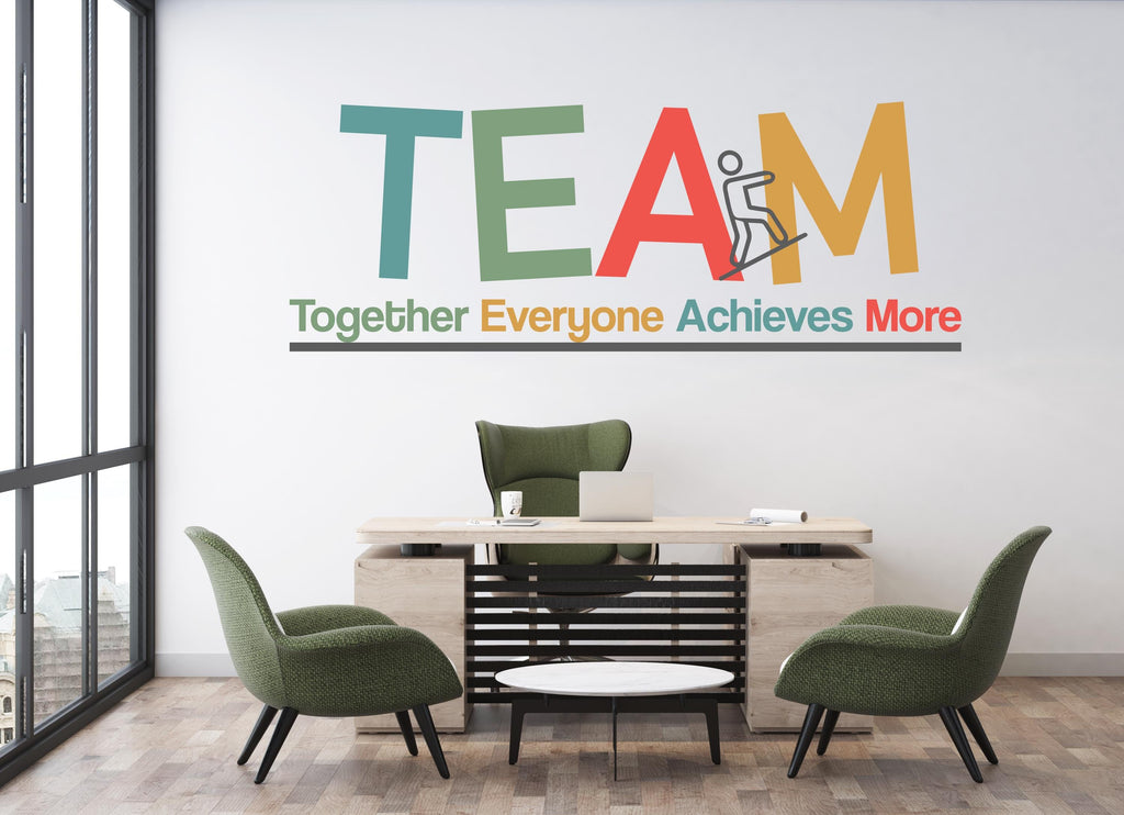 Teamwork Wall Decal, Together Everyone Achieves More Office Quote, Motivational Sticker, Classroom Wall Decor, Team Building Wall Art 822LU
