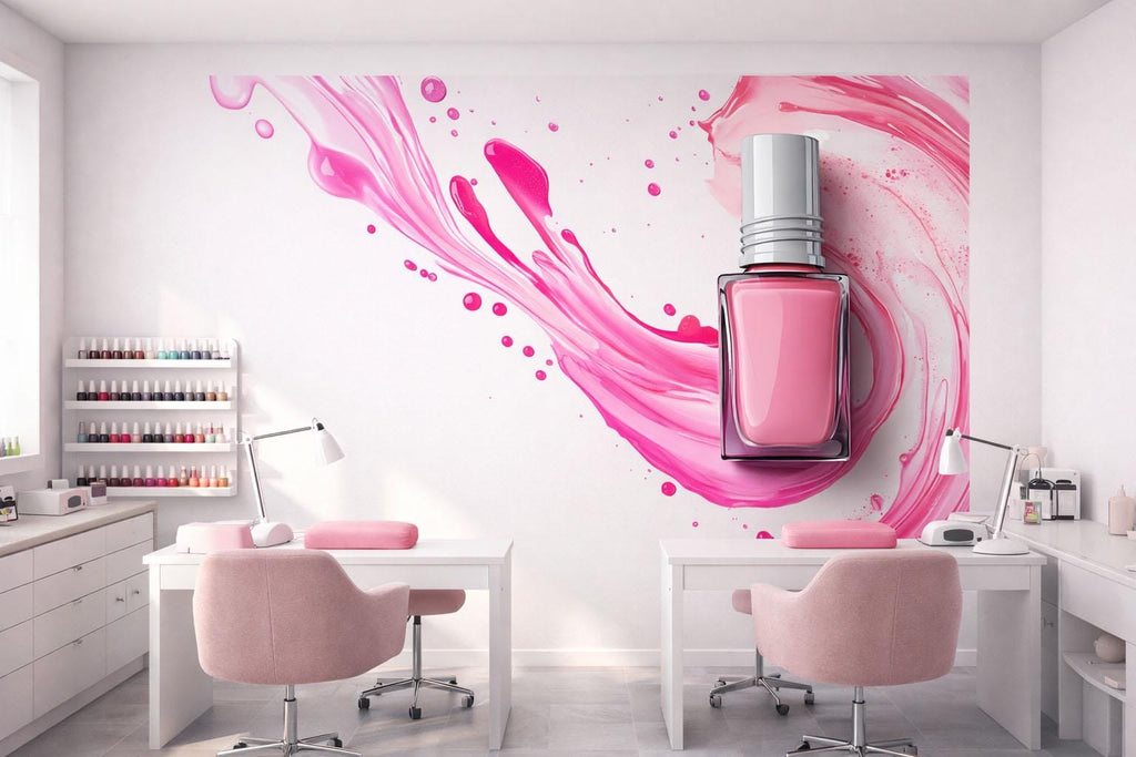 Pink Nail Salon Wall Art, Nail Polish Poster, Beauty Salon Decor, Manicure Studio Print, Glam Spa Reception Wall Decor, 566mv