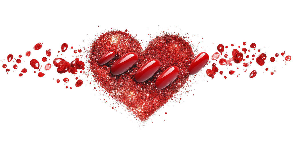 Red Heart Nail Wall Decal, Manicure Bedroom Wall Art, Valentine Love Mural, Nail Salon Decor, Romantic Beauty Room Decor, 571mv
