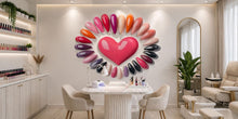 Load image into Gallery viewer, Heart Nail Wall Decal, Colorful Manicure Wall Sticker, Beauty Salon Decor, Romantic Bedroom Wall Art, Valentine Nail Tech Gift, 572mv