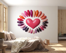 Load image into Gallery viewer, Heart Nail Wall Decal, Colorful Manicure Wall Sticker, Beauty Salon Decor, Romantic Bedroom Wall Art, Valentine Nail Tech Gift, 572mv