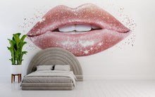 Load image into Gallery viewer, Pink Glitter Lips Wall Decal, Sparkle Makeup Wall Sticker, Beauty Room Wall Art, Glam Bedroom Decor, Salon Vanity Mural, 576mv