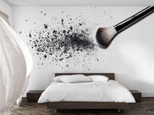 Load image into Gallery viewer, Black Makeup Brush Wall Mural, Powder Splash Wallpaper, Beauty Salon Wall Decor, Glam Makeup Room Decal, 580mv
