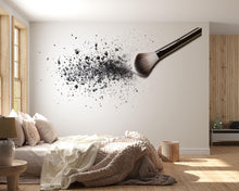 Load image into Gallery viewer, Black Makeup Brush Wall Mural, Powder Splash Wallpaper, Beauty Salon Wall Decor, Glam Makeup Room Decal, 580mv
