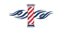 Load image into Gallery viewer, Barber Pole Wall Mural, Barbershop Wallpaper, Red White Blue Salon Decor, Men’s Grooming Studio Wall Decal, 590mv