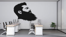 Load image into Gallery viewer, Bearded Man Wall Mural, Barber Shop Wallpaper, Black Male Silhouette Wall Decal, Men’s Grooming Studio Decor, 591mv