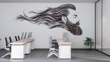 Load image into Gallery viewer, Bearded Man Wall Mural, Long Hair Barber Shop Wallpaper, Men’s Grooming Salon Decor, Hair Studio Wall Decal, 597mv