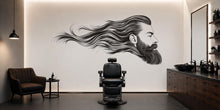 Load image into Gallery viewer, Bearded Man Wall Mural, Long Hair Barber Shop Wallpaper, Men’s Grooming Salon Decor, Hair Studio Wall Decal, 597mv
