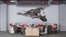 Load image into Gallery viewer, Bearded Man Wall Mural, Long Hair Barber Shop Wallpaper, Men’s Grooming Salon Decor, Hair Studio Wall Decal, 597mv
