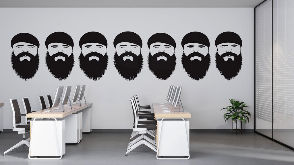 Bearded Man Wall Mural, Barber Shop Wallpaper, Beard Face Wall Decal, Men’s Grooming Salon Office Decor, 598mv
