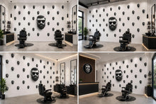 Load image into Gallery viewer, Bearded Man Sunglasses Wall Mural, Barber Shop Wallpaper, Beard Face Pattern Wall Decal, Men’s Grooming Office Decor, 599mv