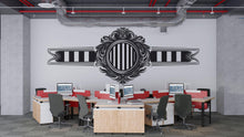 Load image into Gallery viewer, Barber Emblem Wall Mural, Vintage Barbershop Wallpaper, Black Ornate Salon Wall Decal, Men’s Grooming Office Decor, 602mv