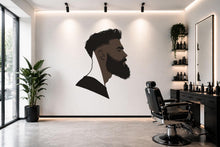 Load image into Gallery viewer, Bearded Man Profile Wall Mural, Barber Shop Wallpaper, Black Male Silhouette Wall Decal, Men’s Grooming Office Decor, 604mv