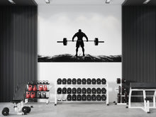 Load image into Gallery viewer, Weightlifter Wall Mural, Gym Wallpaper, Barbell Fitness Wall Decal, Home Gym Decor, Bodybuilding Workout Room Art, 606mv