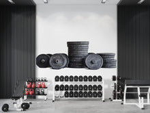 Load image into Gallery viewer, Weight Plates Wall Mural, Gym Wallpaper, Fitness Studio Wall Decal, Home Gym Decor, Weightlifting Workout Room Art, 608mv