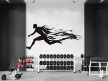 Load image into Gallery viewer, Male Runner Wall Mural, Gym Wallpaper, Black Running Silhouette Wall Decal, Fitness Studio Workout Room Decor, 611mv