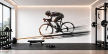 Load image into Gallery viewer, Cyclist Wall Mural, Bike Rider Gym Wallpaper, Cycling Wall Decal, Fitness Studio Decor, Home Gym Workout Art, 612mv