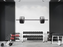 Load image into Gallery viewer, Barbell Wall Mural, Gym Wallpaper, Weightlifting Wall Decal, Home Gym Decor, Fitness Studio Workout Room Art, 618mv