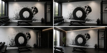 Load image into Gallery viewer, Tire Flip Wall Mural, Gym Wallpaper, Athlete Fitness Wall Decal, Home Gym Decor, Bootcamp Workout Room Art, 620mv