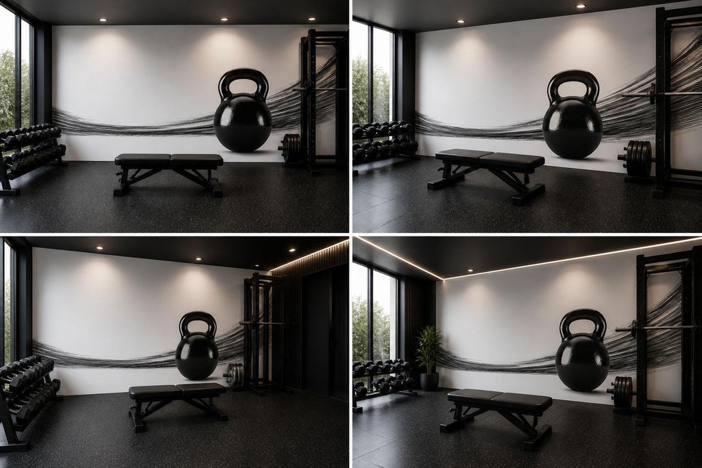 Black Kettlebell Wall Mural, Gym Wallpaper, Fitness Studio Wall Decal, Home Gym Decor, Strength Workout Room Art, 622mv