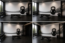 Load image into Gallery viewer, Black Kettlebell Wall Mural, Gym Wallpaper, Fitness Studio Wall Decal, Home Gym Decor, Strength Workout Room Art, 622mv