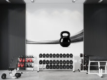 Load image into Gallery viewer, Black Kettlebell Wall Mural, Gym Wallpaper, Fitness Studio Wall Decal, Home Gym Decor, Strength Workout Room Art, 622mv