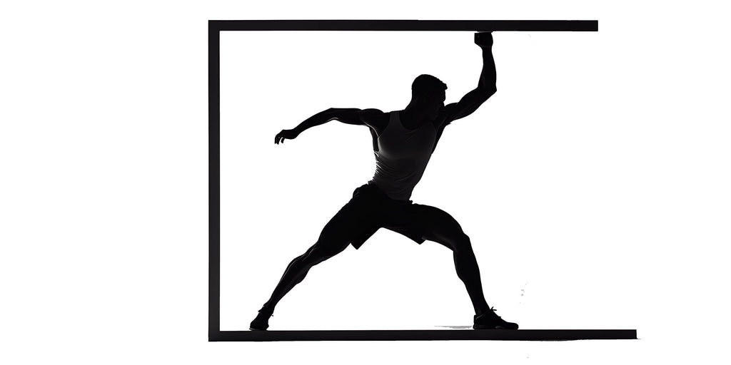 Framed Athlete Wall Mural, Gym Wallpaper, Black Fitness Silhouette Wall Decal, Home Gym Decor, Workout Room Art, 629mv