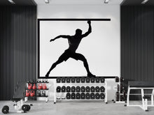 Load image into Gallery viewer, Framed Athlete Wall Mural, Gym Wallpaper, Black Fitness Silhouette Wall Decal, Home Gym Decor, Workout Room Art, 629mv