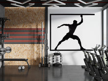 Load image into Gallery viewer, Framed Athlete Wall Mural, Gym Wallpaper, Black Fitness Silhouette Wall Decal, Home Gym Decor, Workout Room Art, 629mv