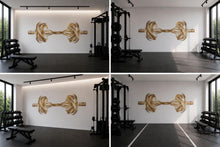 Load image into Gallery viewer, Gold Rope Barbell Wall Mural, Gym Wallpaper, Strength Fitness Wall Decal, Home Gym Decor, Workout Room Wall Art, 631mv