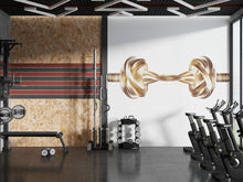 Load image into Gallery viewer, Gold Rope Barbell Wall Mural, Gym Wallpaper, Strength Fitness Wall Decal, Home Gym Decor, Workout Room Wall Art, 631mv
