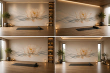 Load image into Gallery viewer, Lotus Flower Wall Mural, Blue Smoke Yoga Wallpaper, Zen Wellness Studio Decor, Spa Room Wall Decal, Meditation Art, 638mv