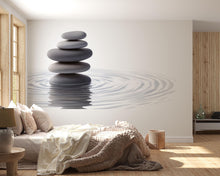 Load image into Gallery viewer, Zen Stones Wall Mural, Spa Pebble Wallpaper, Water Ripple Wall Decor, Meditation Room Decal, Relaxing Bedroom Art, 639mv