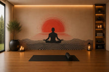 Load image into Gallery viewer, Sunset Yoga Wall Mural, Meditation Wallpaper, Zen Studio Decor, Wellness Spa Wall Decal, Orange Boho Wall Art, 648mv