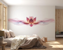 Load image into Gallery viewer, Pink Lotus Wall Mural, Yoga Studio Wallpaper, Zen Wellness Studio Decor, Spa Room Wall Decal, Meditation Wall Art, 650mv