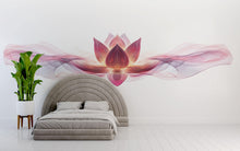 Load image into Gallery viewer, Pink Lotus Wall Mural, Yoga Studio Wallpaper, Zen Wellness Studio Decor, Spa Room Wall Decal, Meditation Wall Art, 650mv