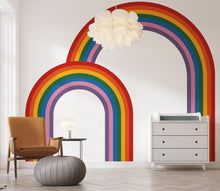 Load image into Gallery viewer, Rainbow Wall Decal for Nursery Overlapping Rainbow Wall Decal for Interior Layered Vinyl Wall Art Modern Design Decor
