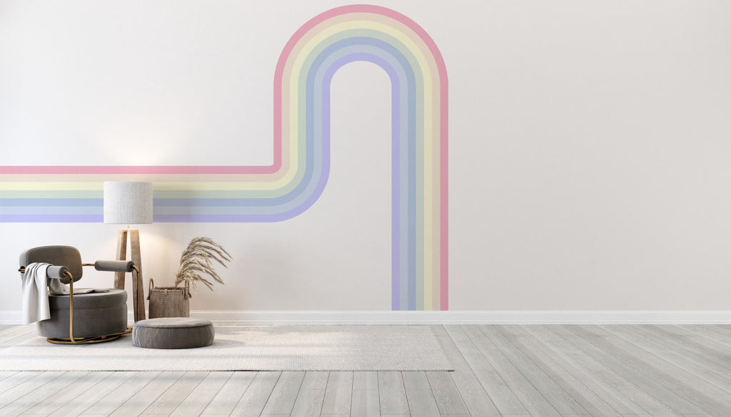 Stripes Wall Decal Side Rainbow Wall Decal for Living Room Left or Right Curve Corner Wall Accent